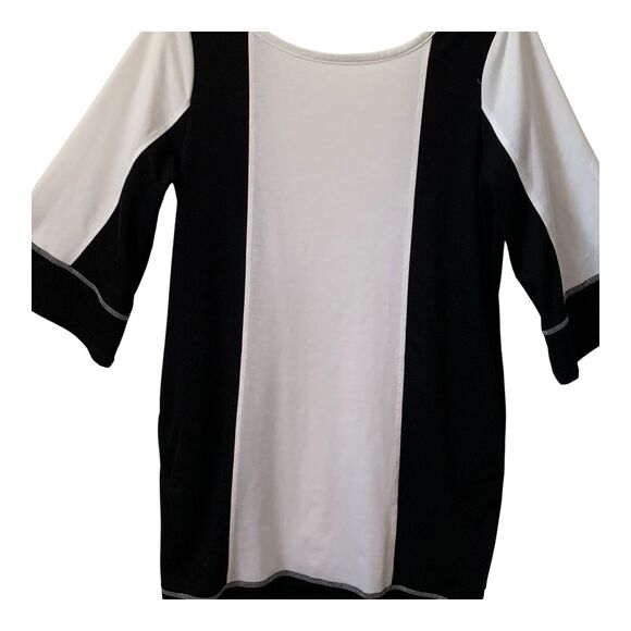 Suzanne Betro Dress Women's Plus Size XL Black White Long Sleeve Knit Pockets - Picture 4 of 11